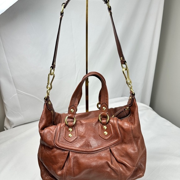 Coach Brown/Rust Leather Satchel/Shoulder Bag with Gold Accents (3 Hang Tags) - Picture 7 of 15